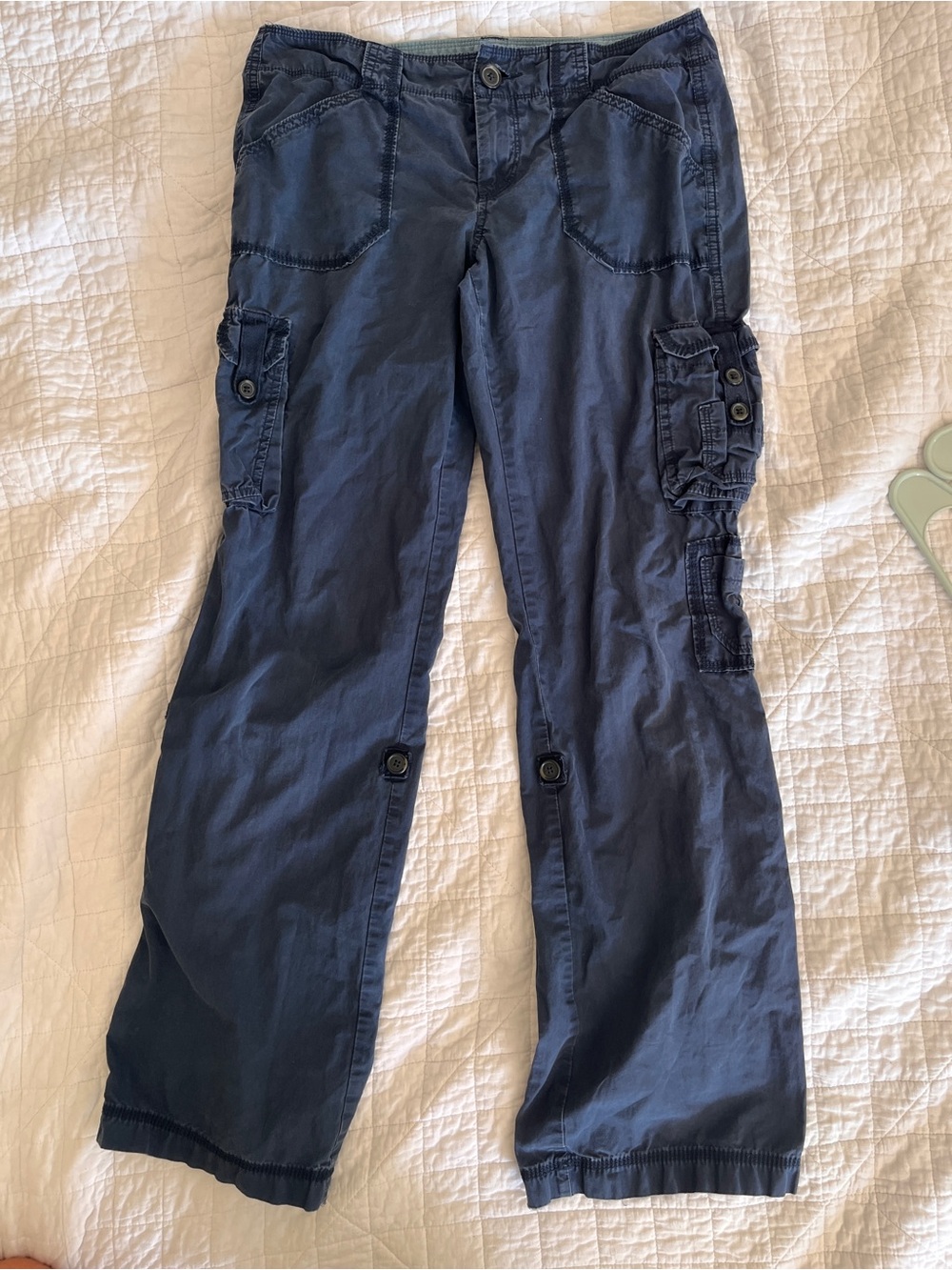 Old Navy Cargo Pants Womens 4 Regular Low Rise Navy Utility Pocket Casual